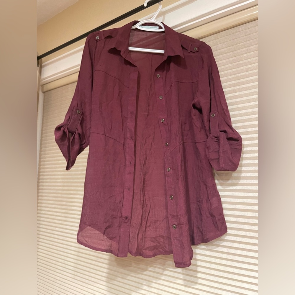 Maroon button down shirt